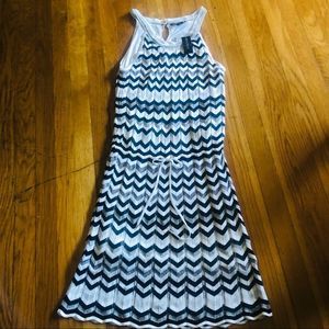 White House Black Market Black and White Chevron Dress